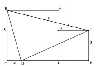 Geometric diagram with points A, B, C, D, E, F, M, O, G